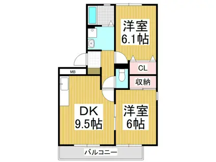 ロイヤルガーデン 雅 A(2DK/1階)の間取り写真