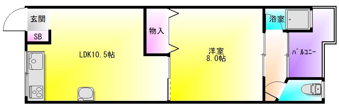 教興寺マンション(1LDK/3階)の間取り写真