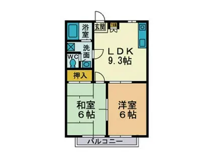 黒沼ハイツ(2LDK/2階)の間取り写真