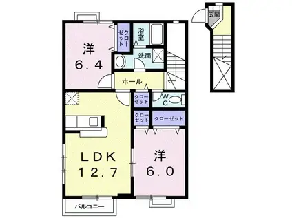 メゾン・ド・ラ・コリーヌ I(2LDK/2階)の間取り写真