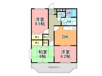 エムロード21 A棟(3DK/3階)の間取り写真