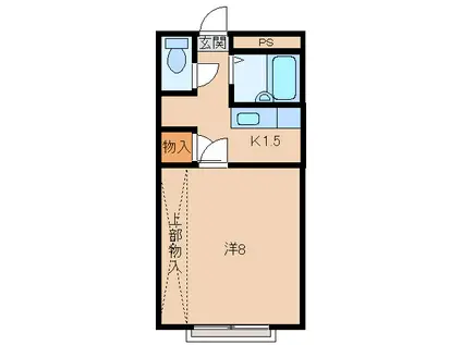 フラット貴志(1K/2階)の間取り写真