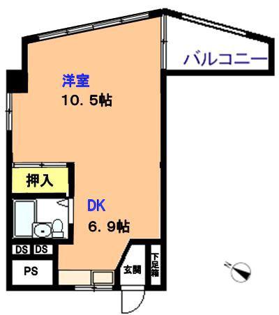 KS平野町(1DK/5階)の間取り写真