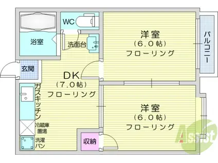 コーポ南(2DK/2階)の間取り写真