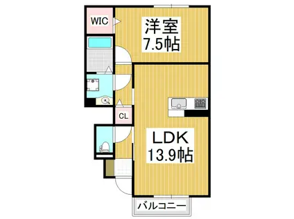 グランサンタ B(1LDK/1階)の間取り写真