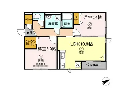 ベル・メゾンII(2LDK/2階)の間取り写真