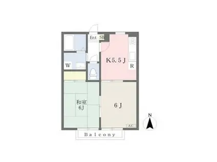 パセオ郡山(2K/2階)の間取り写真