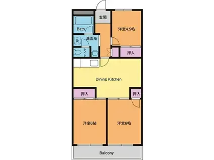 サムマンションズ北野(3DK/1階)の間取り写真