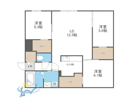 LE CLAIR MINAMIMARUYAMA(3LDK/3階)の間取り写真