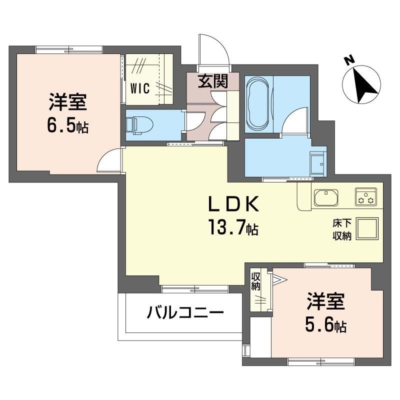 FIRST SCENE V番館(2LDK/1階)の間取り写真