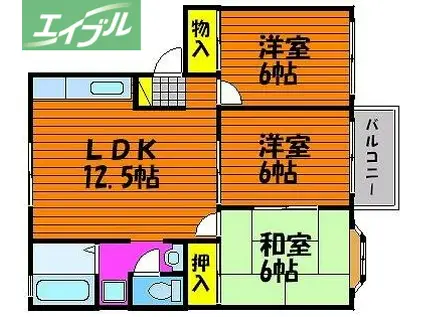 センスフルタウン西王寺I D棟(3LDK/1階)の間取り写真