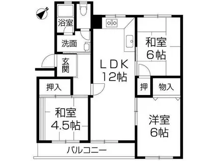 高倉台四団地20号棟(3LDK/4階)の間取り写真
