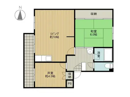 REGINA大道B(2LDK/1階)の間取り写真
