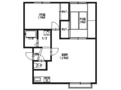 コーポ赤松I(2LDK/2階)の間取り写真