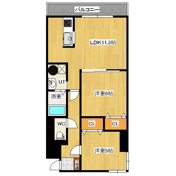 ソシオ山下通(2LDK/7階)の間取り写真