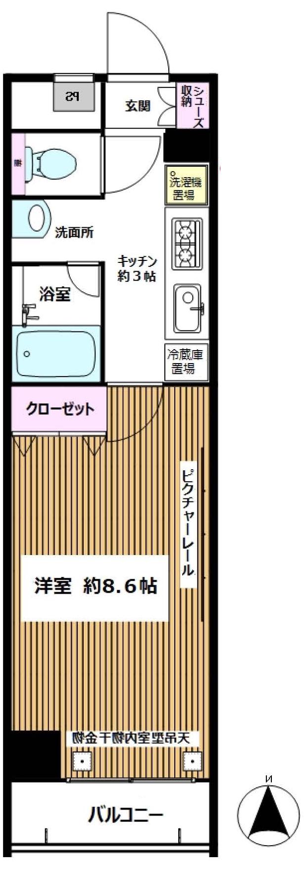 K S西中延(1K/1階)の間取り写真