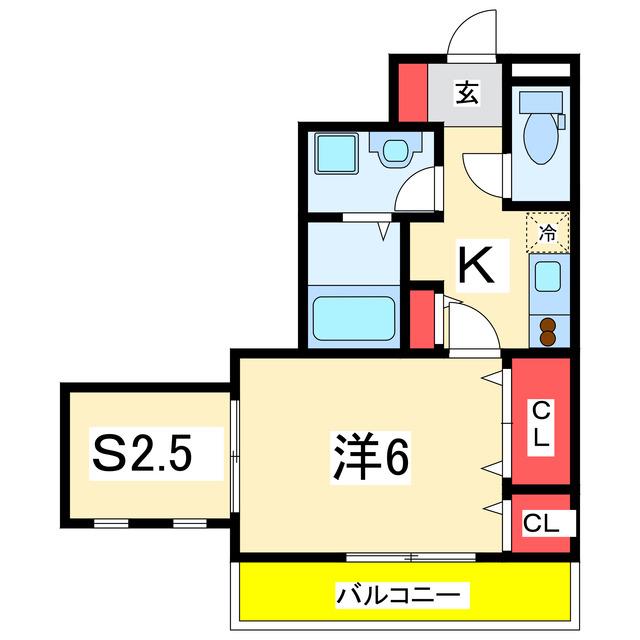 アーバン上大川前(1SK/2階)の間取り写真