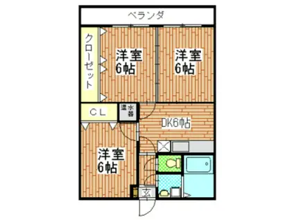 ガーデン・ハイム樗1番館(3DK/2階)の間取り写真