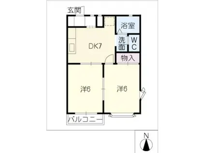 光ハイツA(2DK/2階)の間取り写真