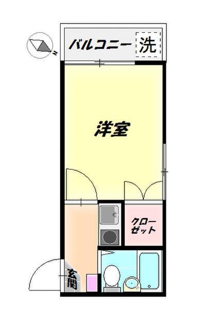 シャルマン本町(1K/2階)の間取り写真
