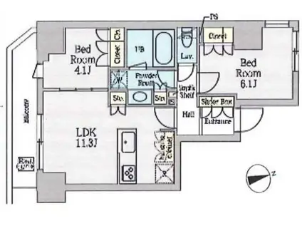 クレストコート上野(2LDK/8階)の間取り写真
