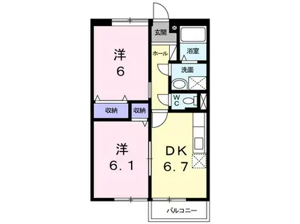 サニーヒルS(2DK/1階)の間取り写真