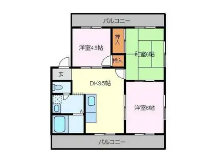 オリーブハウス万能倉(3DK/2階)の間取り写真