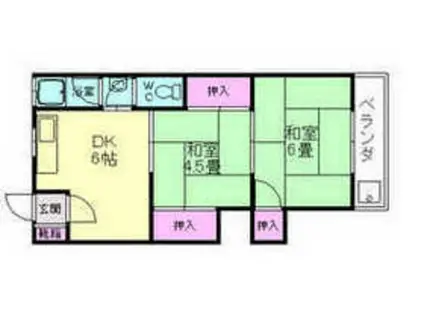 柳原マンション第2(2DK/2階)の間取り写真