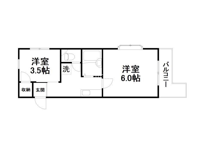エスペランス・千(2K/1階)の間取り写真
