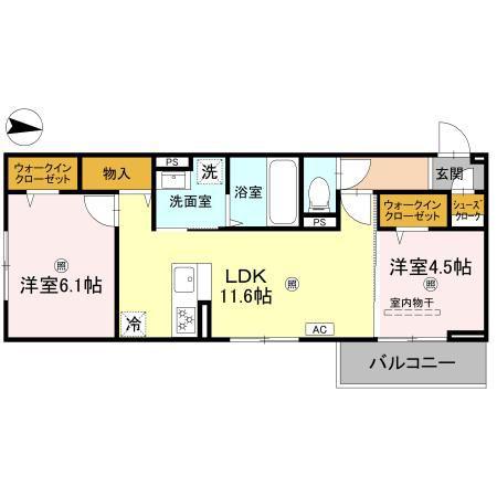 萩 II(2LDK/3階)の間取り写真