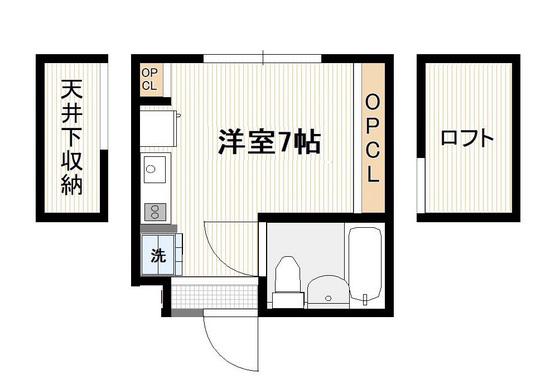 ラフテル(ワンルーム/2階)の間取り写真