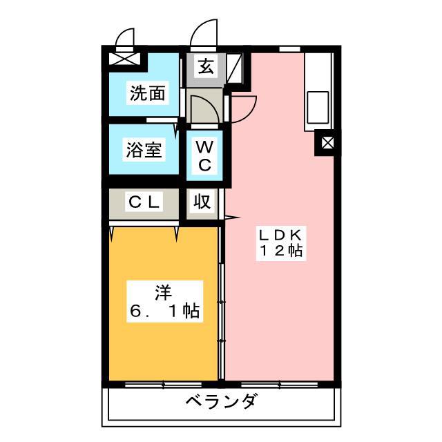 カレン曙(1LDK/3階)の間取り写真