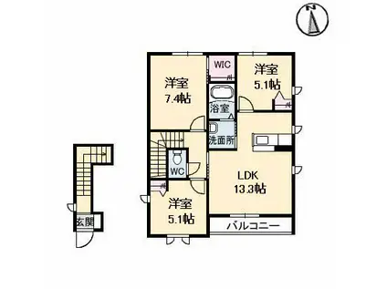 CASA BROTE B棟(3LDK/2階)の間取り写真