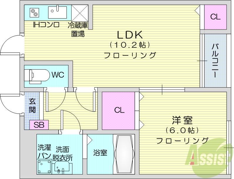 メゾンドゥ・レーヴありさ(1LDK/1階)の間取り写真