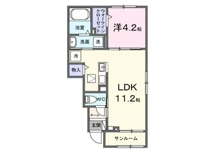 コンフォート(1LDK/1階)の間取り写真