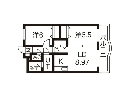 ライプン(2LDK/5階)の間取り写真