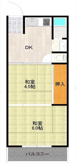 小田第1マンション(2DK/2階)の間取り写真