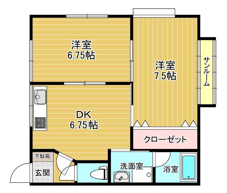 ドミールマツダA(2DK/1階)の間取り写真