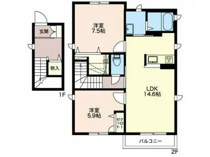 ファミール野一色(2LDK/2階)の間取り写真