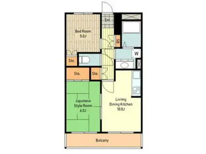 分倍河原フラッツ(2LDK/1階)の間取り写真