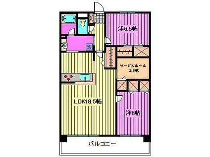 パティオタワー大宮(2SLDK/13階)の間取り写真