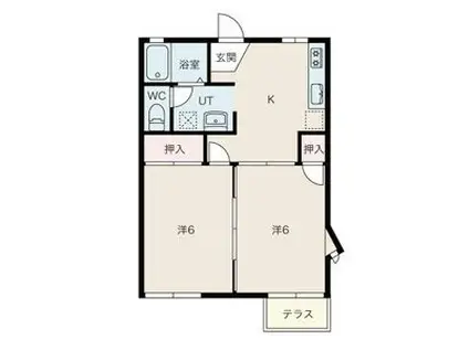 マイドリームA棟(2K/1階)の間取り写真