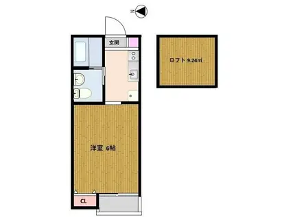 ルーブル六番館(1K/1階)の間取り写真
