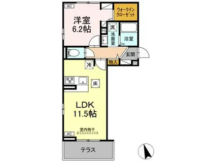 ヴィラH&H(1LDK/1階)の間取り写真