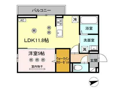 DーRESENAKJ(1LDK/2階)の間取り写真