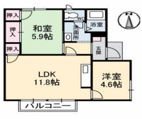 フレグランスいしや(2LDK/2階)の間取り写真