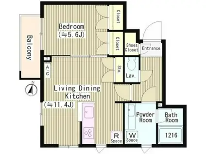 ファレール笹塚(1LDK/3階)の間取り写真
