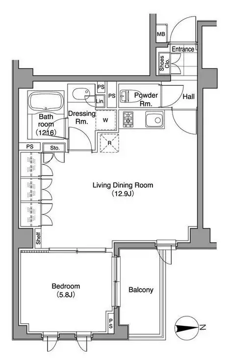 コートレアル三田綱町 2階階 間取り