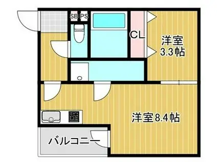 KATZE志賀本通(1LDK/2階)の間取り写真