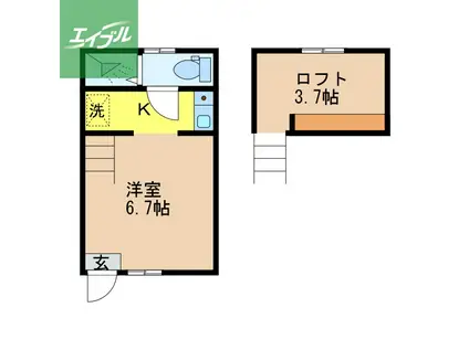 サンマリノ豆津(1K/1階)の間取り写真